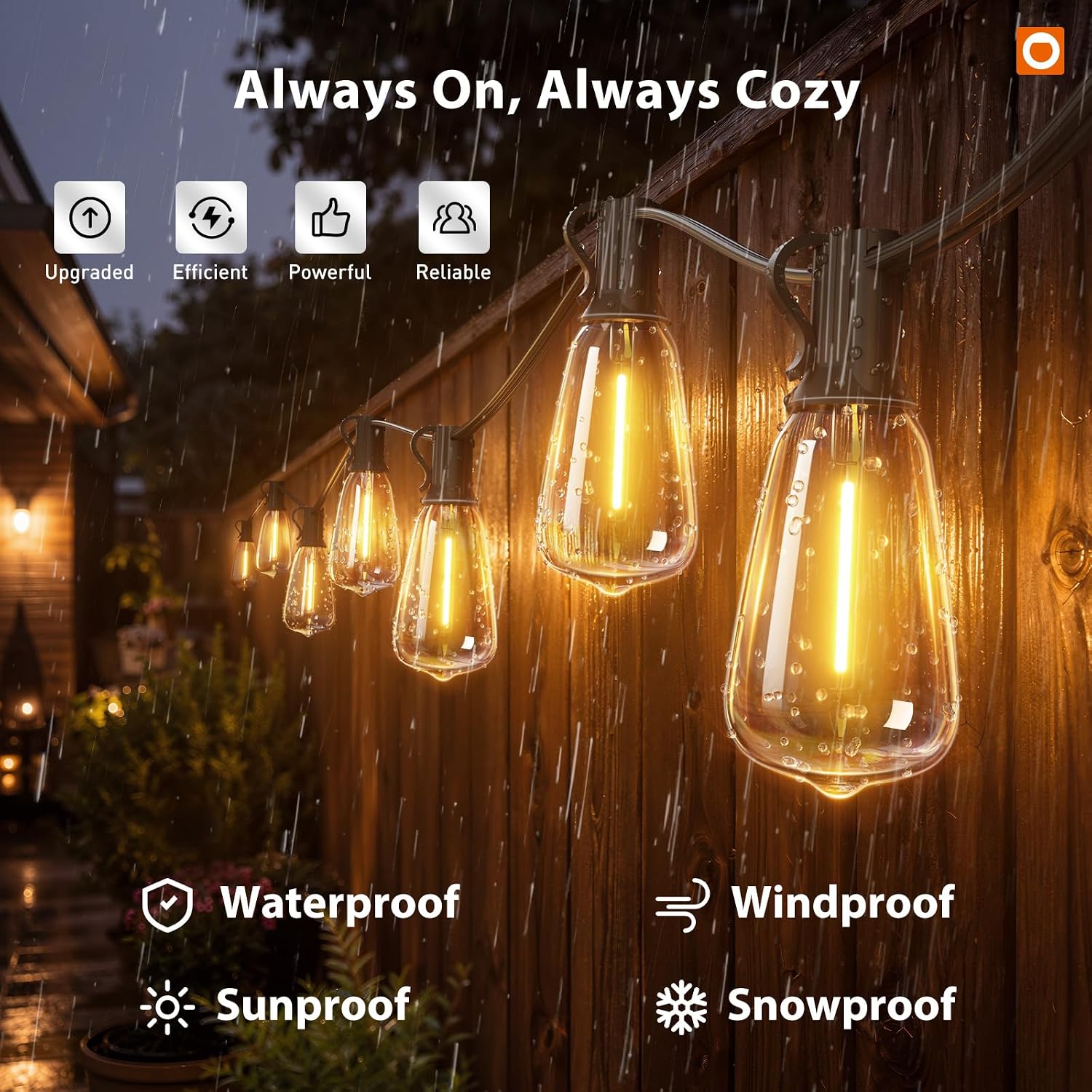addlon 200(50FT*4) Outdoor String Lights with Remote LED Edison Waterproof - Image 3