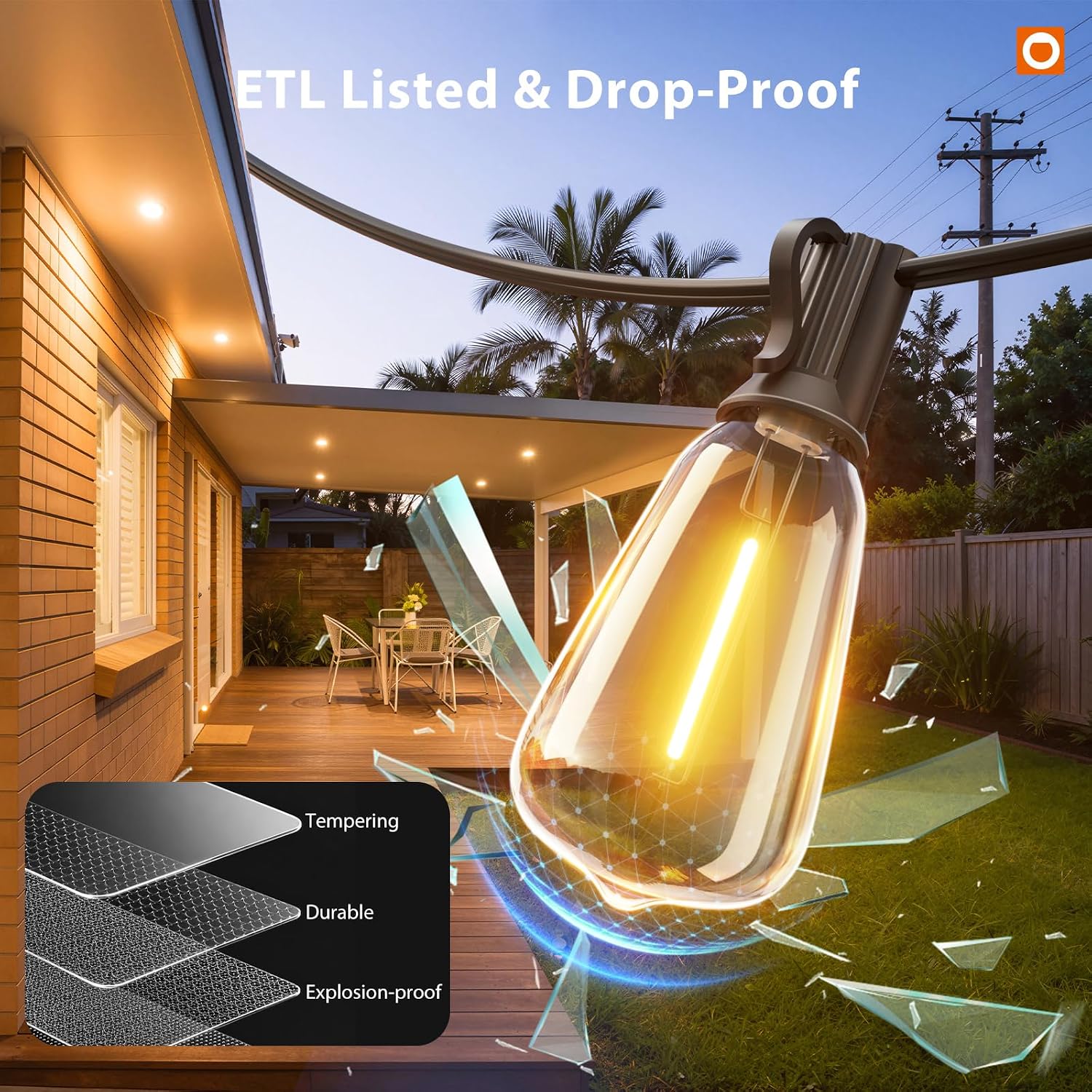 addlon 200(50FT*4) Outdoor String Lights with Remote LED Edison Waterproof - Image 4