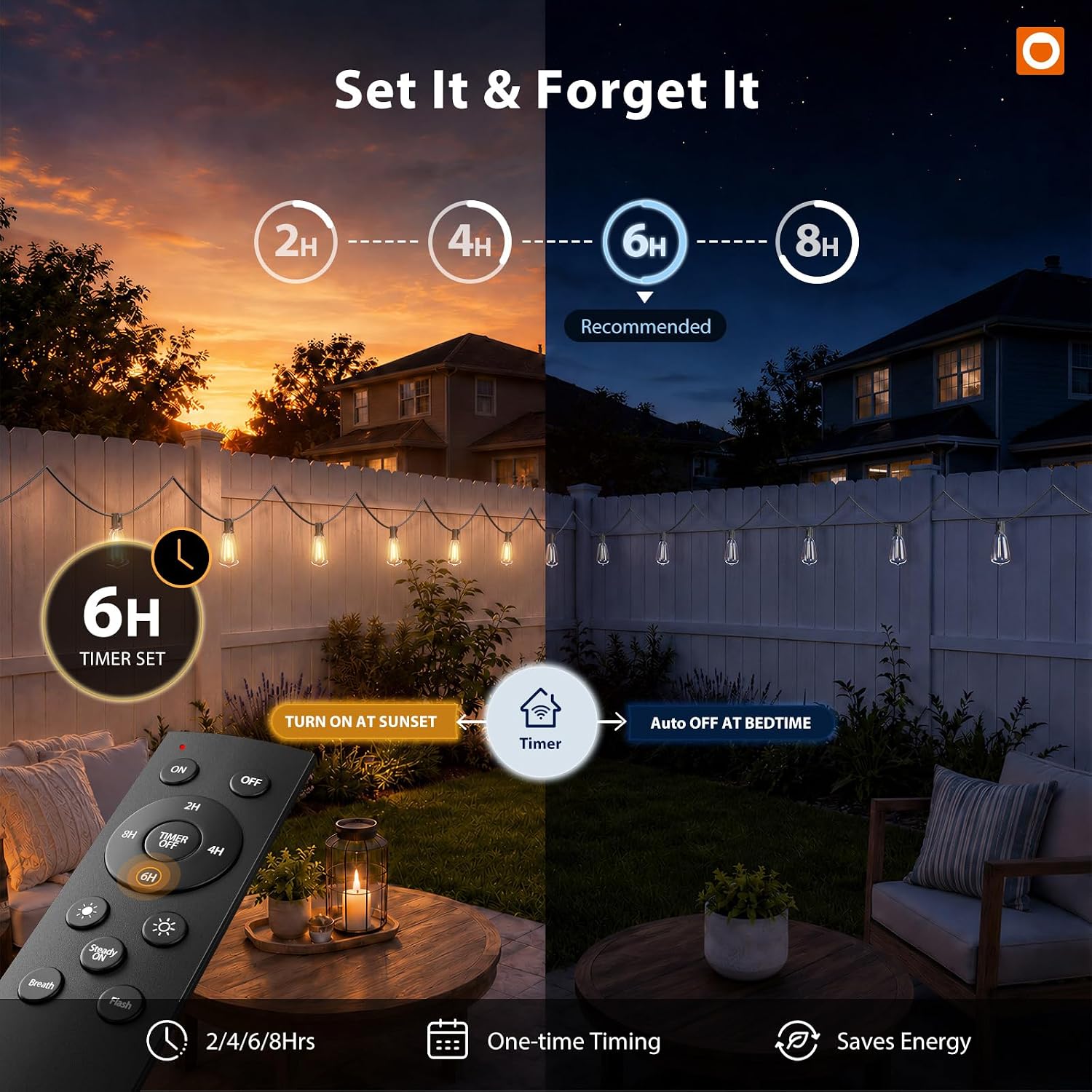 addlon 200(50FT*4) Outdoor String Lights with Remote LED Edison Waterproof - Image 6