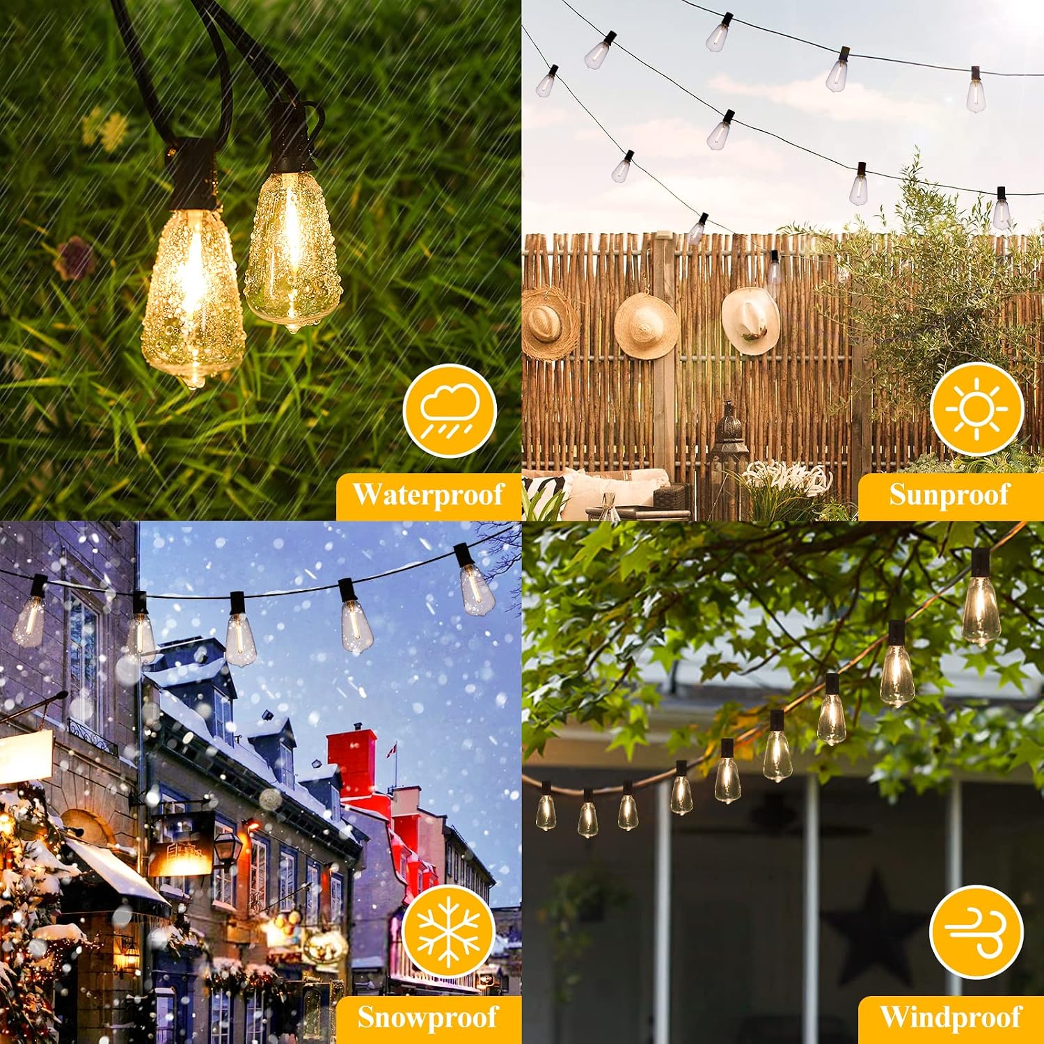 Brightever Outdoor String Lights 200FT Waterproof, Patio String Lights for Outside with 100+4 ST38 Shatterproof LED Filament Bulbs, Dimmable Hanging Lights for Christmas, Party, Cafe (2-Pack 100FT) - Image 5