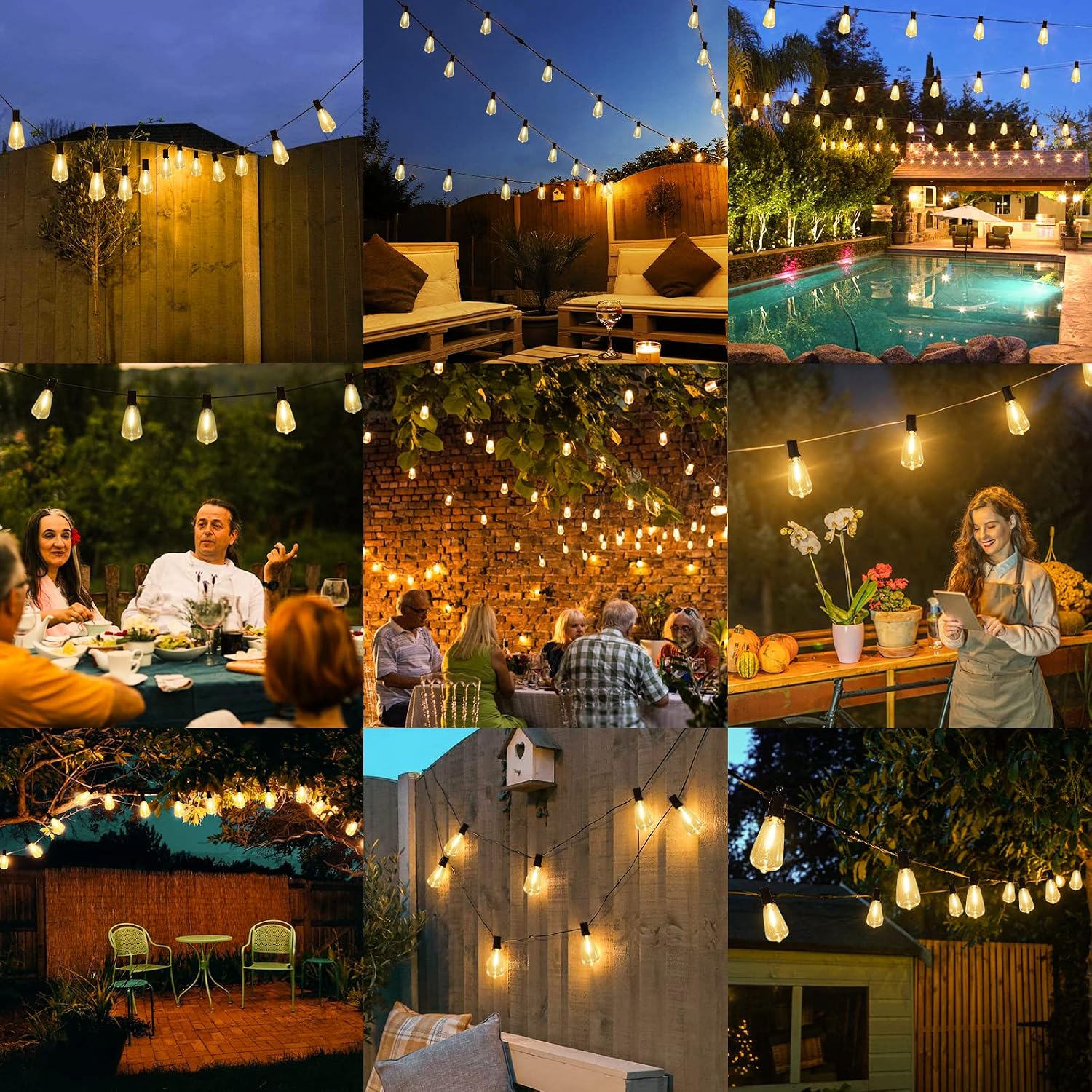 Brightever Outdoor String Lights 200FT Waterproof, Patio String Lights for Outside with 100+4 ST38 Shatterproof LED Filament Bulbs, Dimmable Hanging Lights for Christmas, Party, Cafe (2-Pack 100FT) - Image 7