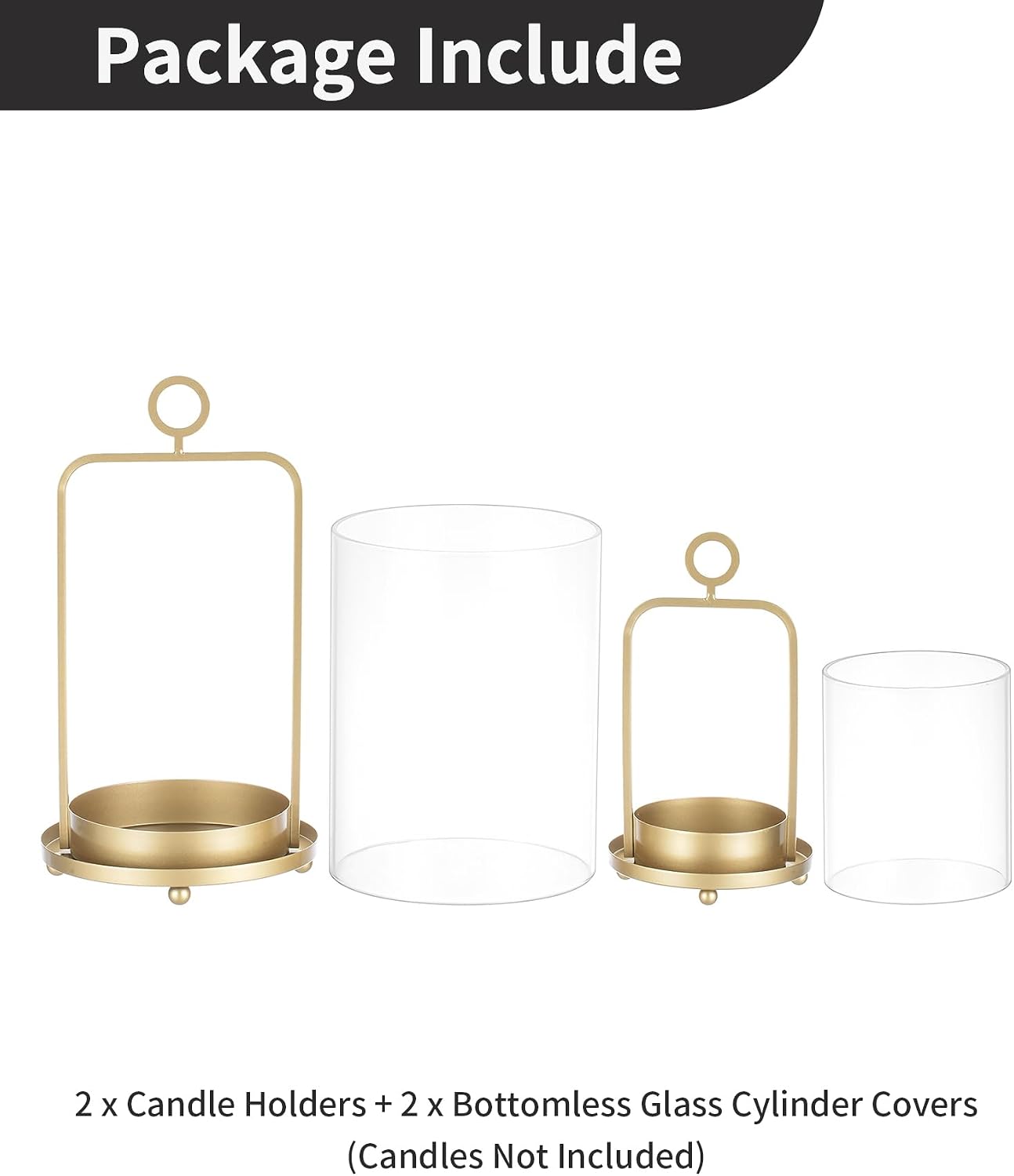 NUPTIO Gold Lanterns Set of 2 Hurricane Glass Candle Holders for Pillars - Image 8