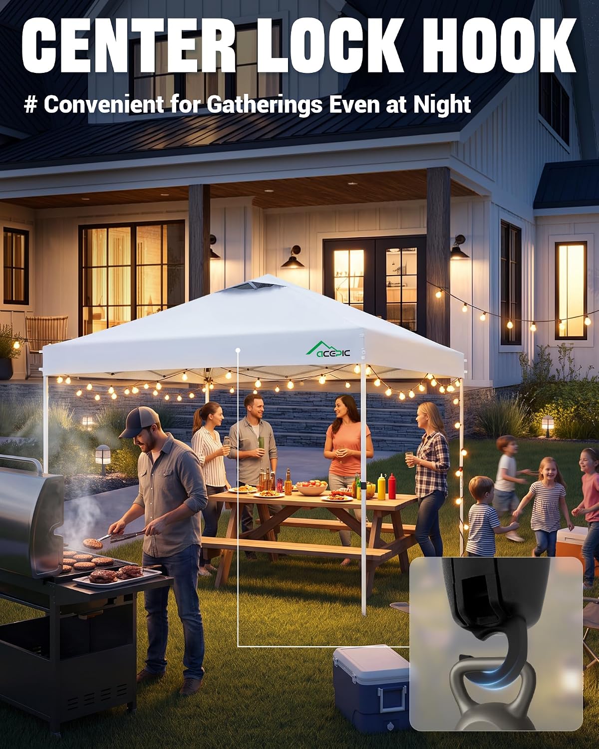 Acepic 10x10 Pop Up Canopy Tent, Easy Setup Portable Shelter, White, 10*10 - Image 5