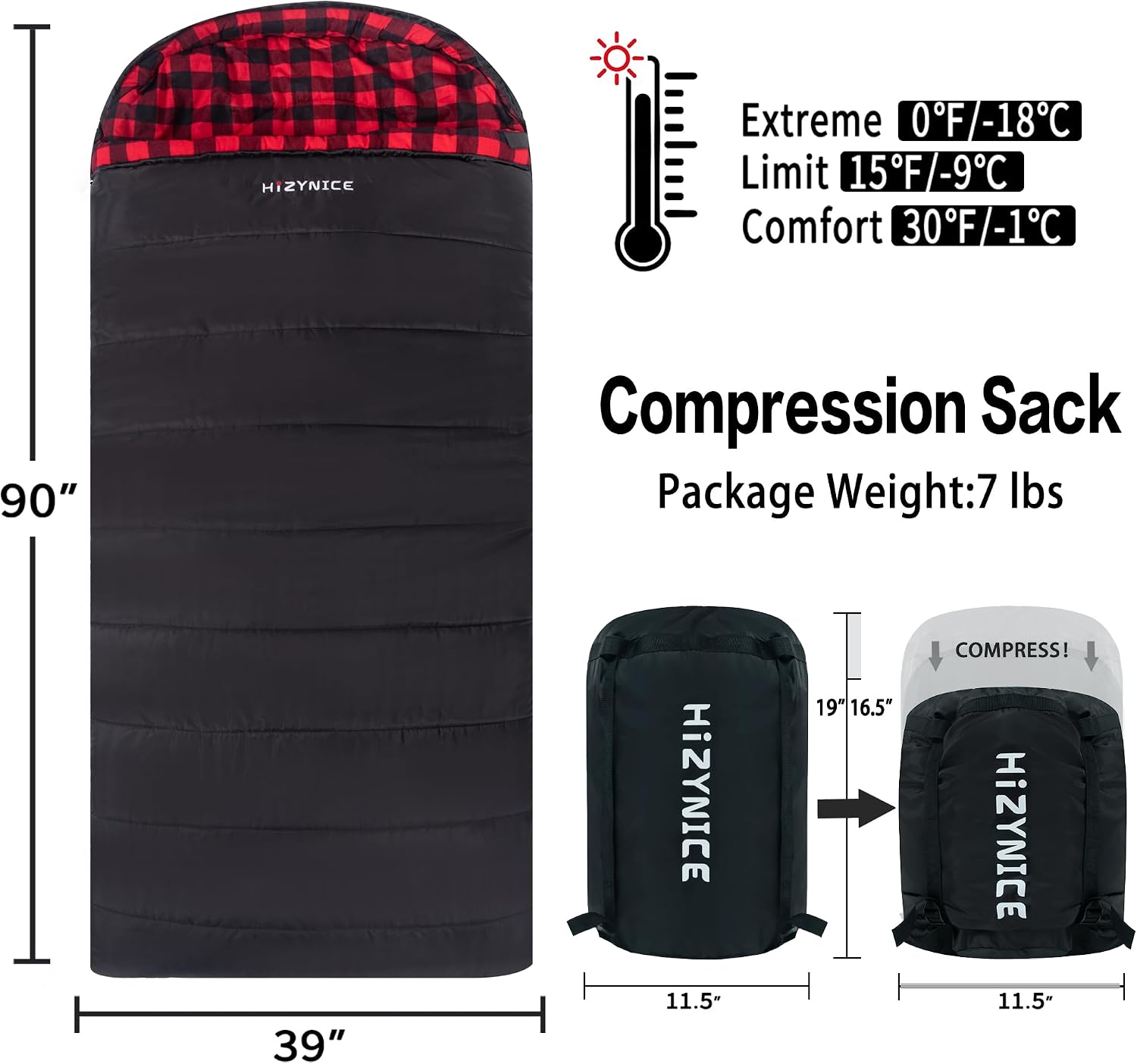 HiZYNICE Sleeping Bags for Adults XXL Cold Weather - Image 2